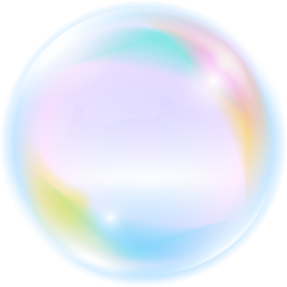 Rainbow color underwater bubble. Realistic water foam